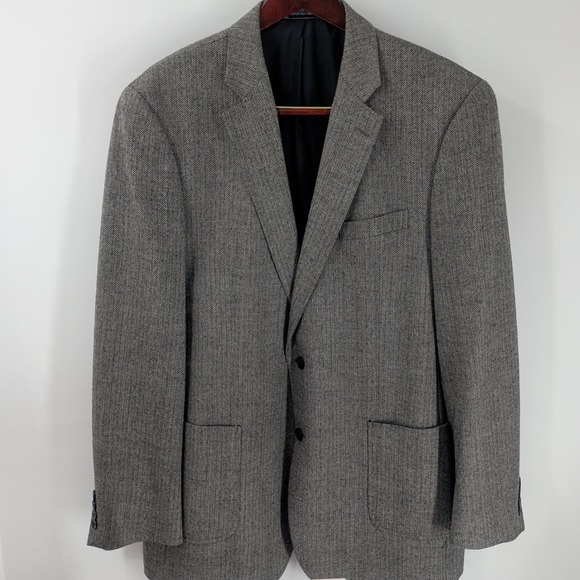 Nautica Other - Nautica Notched Lapel 2-Button Front Wool Sport Coat Blazer Gray Herringbone 44L